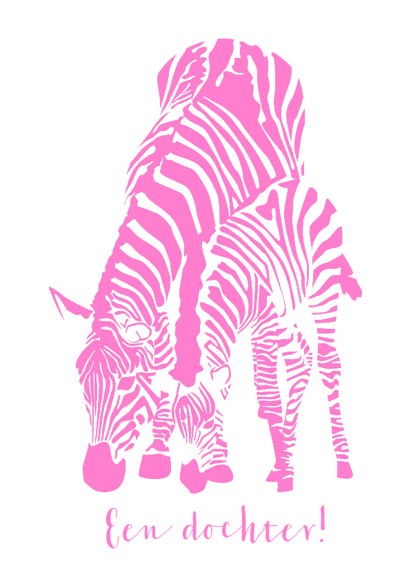 Hoera een meisje - zebra's - Felicitatiekaarten Felicitatiekaarten - Hoera een meisje - zebra's