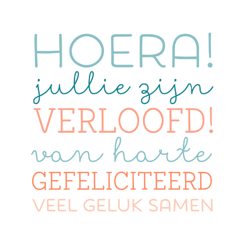 Hoera verloofd & geluk - Felicitatiekaarten Felicitatiekaarten - Hoera verloofd & geluk