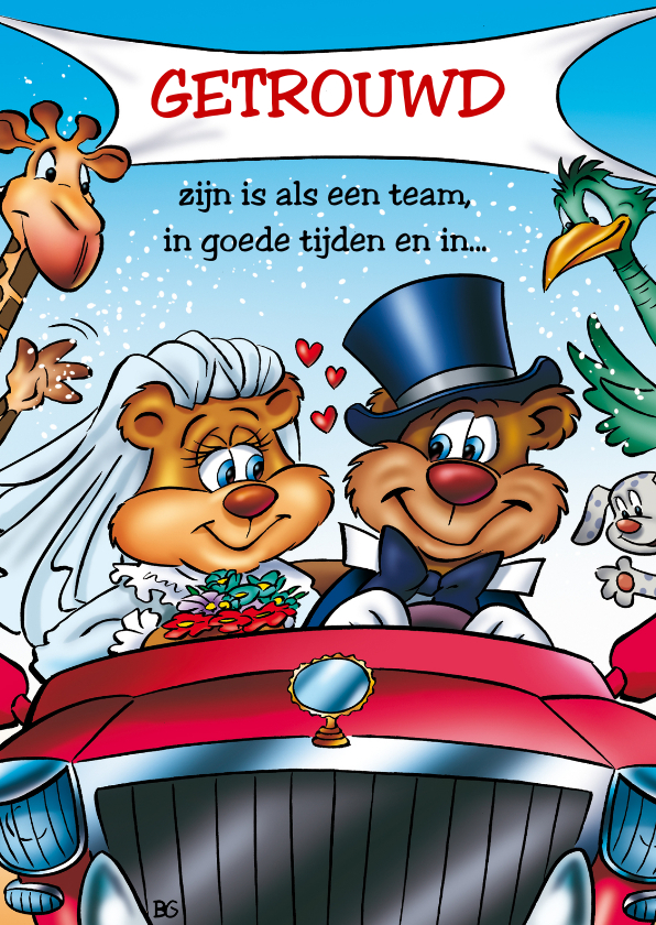huwelijk 2 beren pas getrouwd - Felicitatiekaarten Felicitatiekaarten - huwelijk 2 beren pas getrouwd