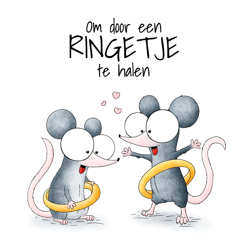 Huwelijksfelicitatie muisjes - Om door een ringetje te halen - Felicitatiekaarten Felicitatiekaarten - Huwelijksfelicitatie muisjes - Om door een ringetje te halen