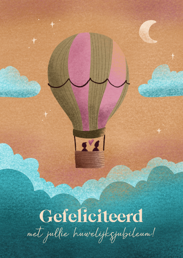 Felicitatiekaarten - Huwelijksjubileum felicitatie met luchtballon en bijbeltekst