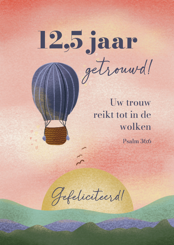 Felicitatiekaarten - Huwelijksjubileum felicitatie met luchtballon in landschap