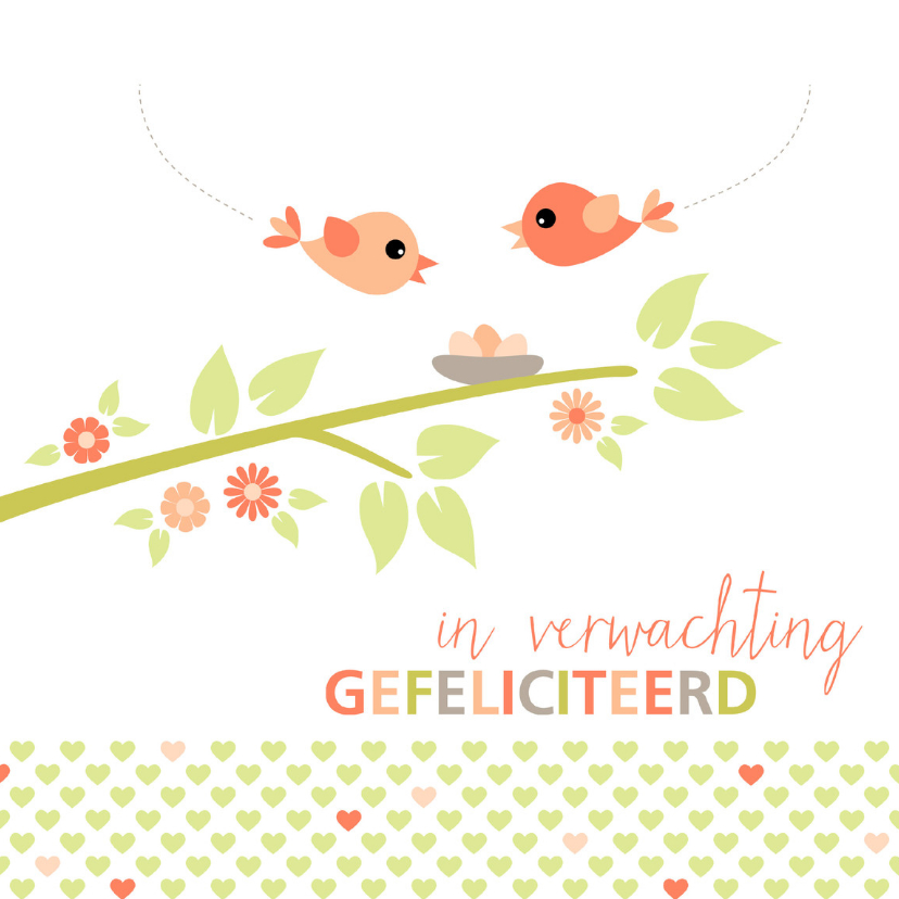 In verwachting kaart vogelnestje - Felicitatiekaarten Felicitatiekaarten - In verwachting kaart vogelnestje