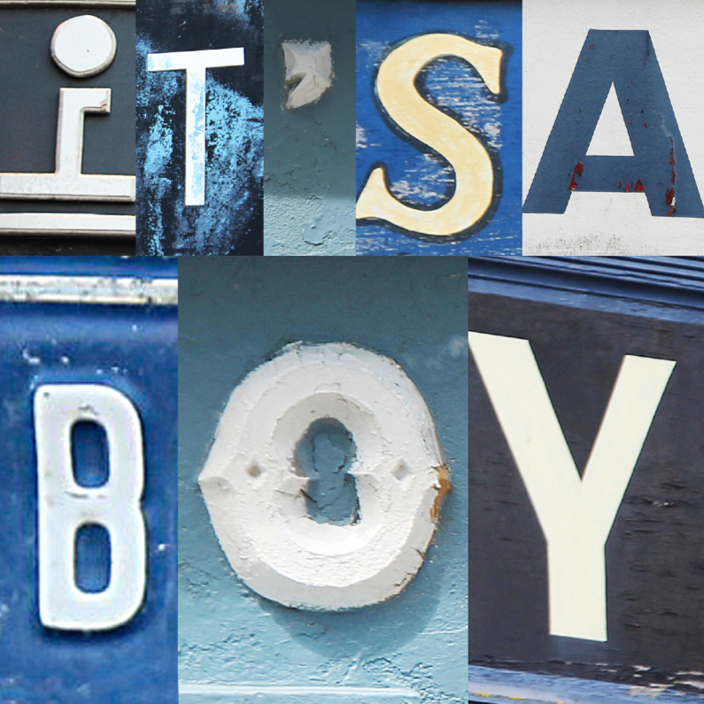 It's a boy - letters - Felicitatiekaarten Felicitatiekaarten - It's a boy - letters