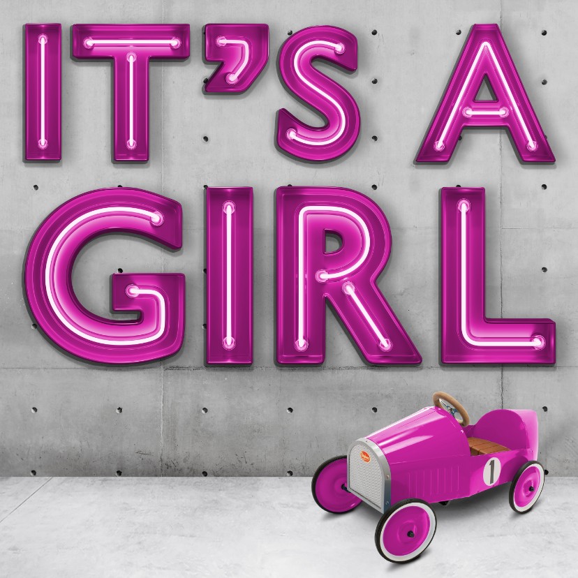 It's a girl stoere industriële geboortekaart voor meisje - Felicitatiekaarten Felicitatiekaarten - It's a girl stoere industriële geboortekaart voor meisje