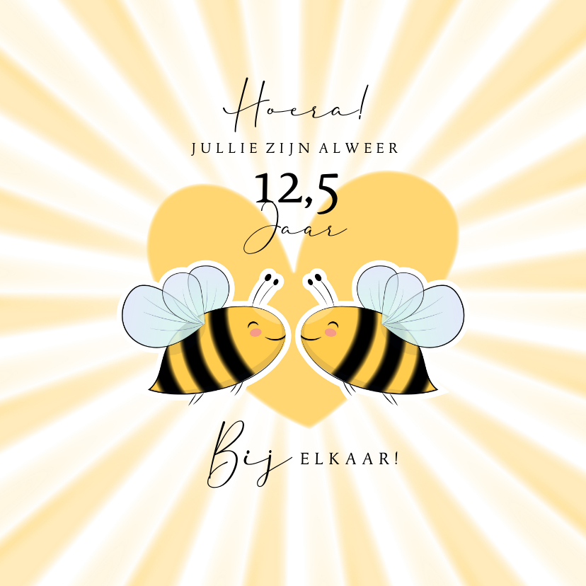 Felicitatiekaarten - Jubileum aanpasbaar 12,5 jaar bij elkaar illustratie bijen