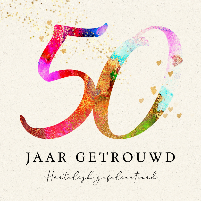 Felicitatiekaarten - Jubileum huwelijk felicitatie kaart 50 jaar verf