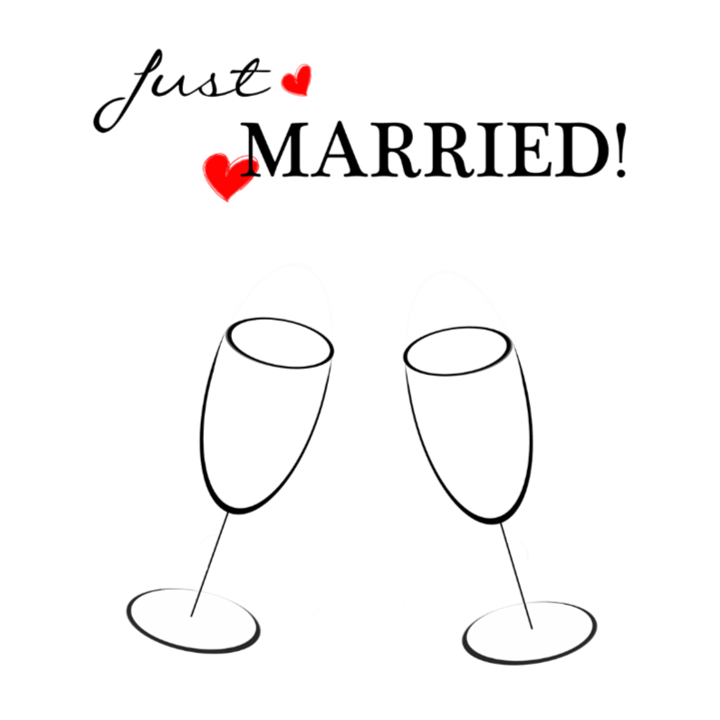 Just married black white red - Felicitatiekaarten Felicitatiekaarten - Just married black white red