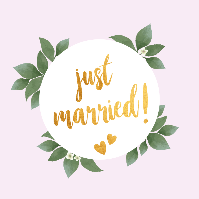 Felicitatiekaarten - Just married - botanische huwelijkskaart