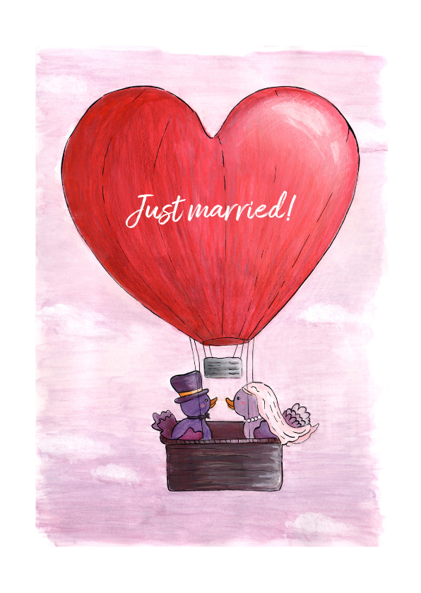Just Married vogeltjes - Felicitatiekaarten Felicitatiekaarten - Just Married vogeltjes
