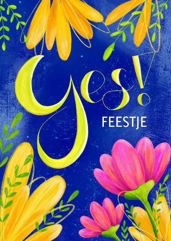 Kleurrijke felicitatiekaart met bloemen - Felicitatiekaarten Felicitatiekaarten - Kleurrijke felicitatiekaart met bloemen
