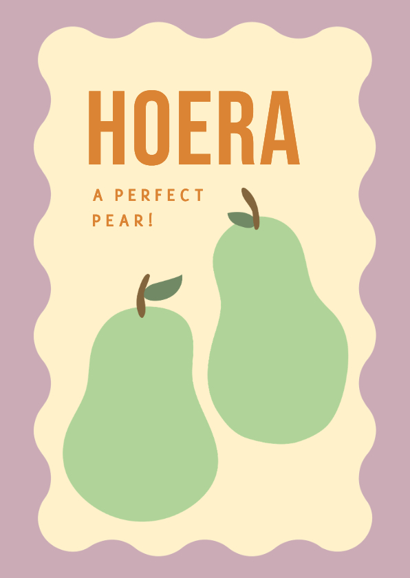 Kleurrijke felicitatiekaart tweeling 'a perfect pear' - Felicitatiekaarten Felicitatiekaarten - Kleurrijke felicitatiekaart tweeling 'a perfect pear'