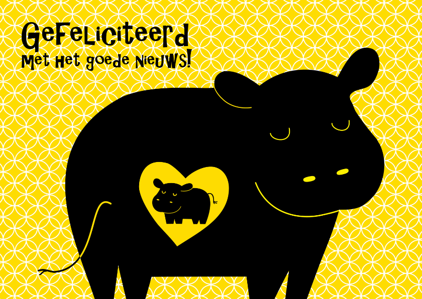 Kleurrijke zwangere nijlpaard - Felicitatiekaarten Felicitatiekaarten - Kleurrijke zwangere nijlpaard
