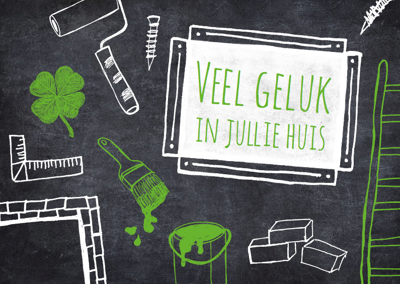 Klustekeningen op krijtbord - Felicitatiekaarten Felicitatiekaarten - Klustekeningen op krijtbord