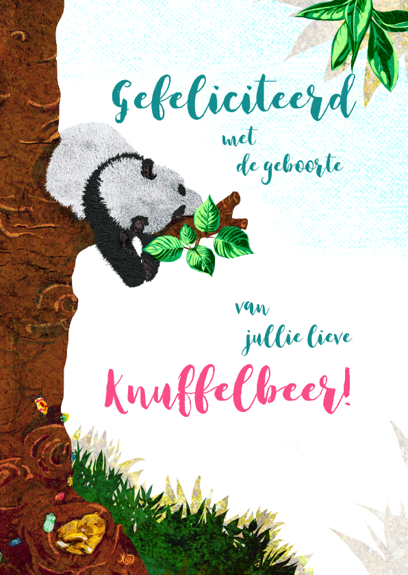 Lief geboorte felicitiatie kaartje met slapende panda - Felicitatiekaarten Felicitatiekaarten - Lief geboorte felicitiatie kaartje met slapende panda