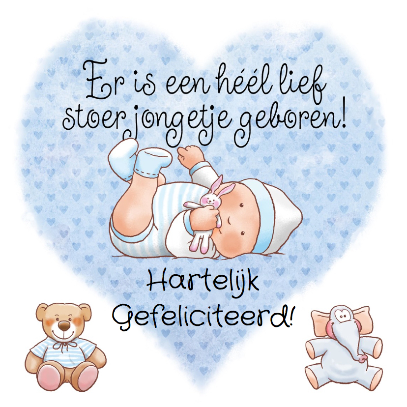 Leuke felicitatiekaart met jongetje op hart - Felicitatiekaarten Felicitatiekaarten - Leuke felicitatiekaart met jongetje op hart