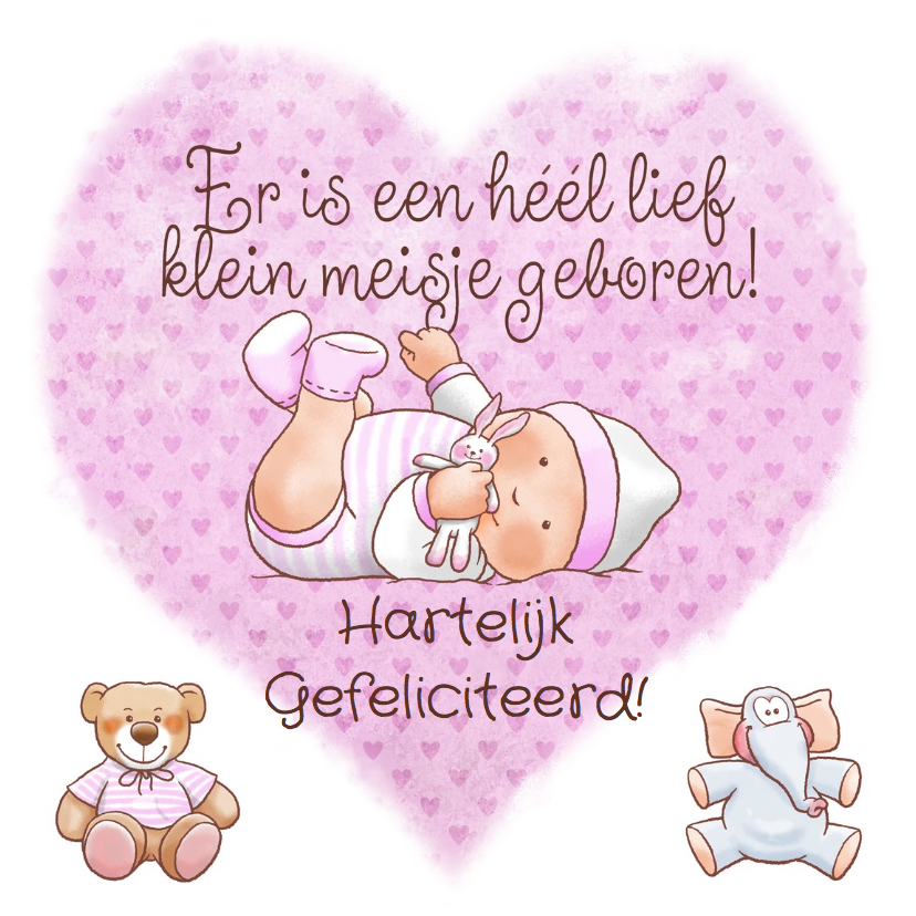 Leuke felicitatiekaart met lief meisje op hart - Felicitatiekaarten Felicitatiekaarten - Leuke felicitatiekaart met lief meisje op hart