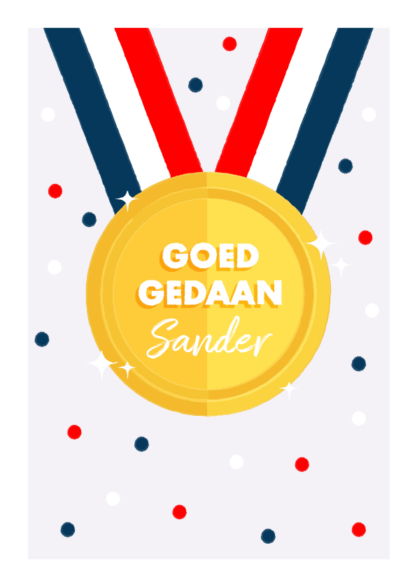 Felicitatiekaarten - Leuke felicitatiekaart met medaille en Nederlandse vlag