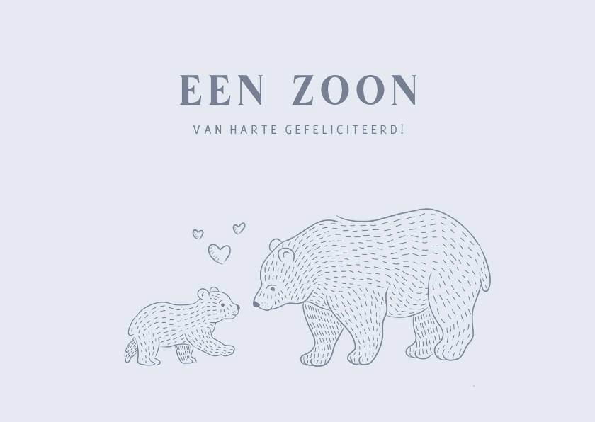 Felicitatiekaarten - Lief felicitatiekaartje met beertjes voor een zoon