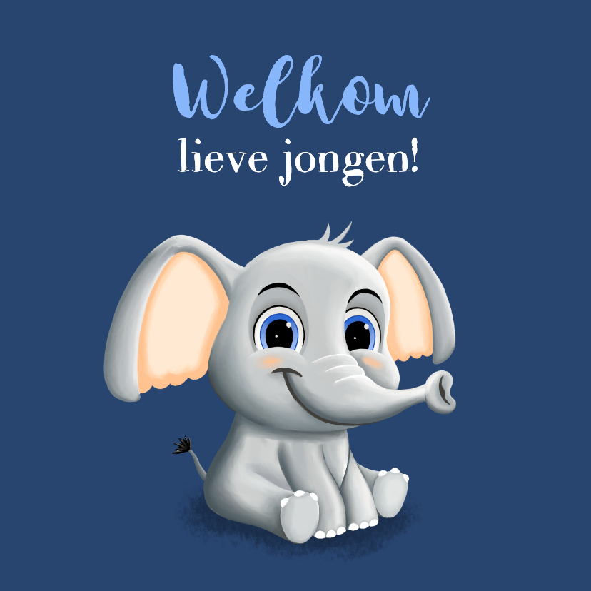 Felicitatiekaarten - Lief felicitatiekaartje zoontje met schattig olifantje 