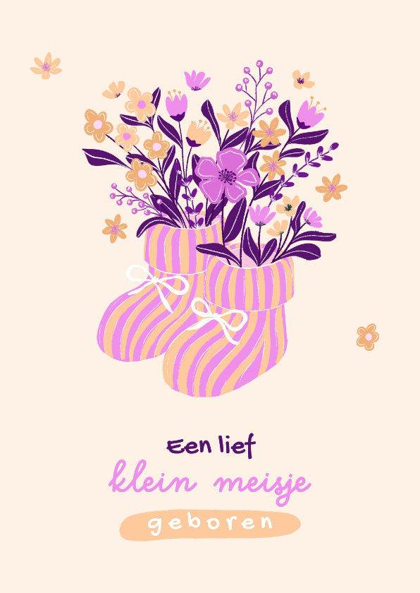 Felicitatiekaarten - Lief trendy felicitatiekaartje voor geboorte dochter