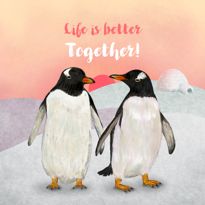 Felicitatiekaarten - Liefdeskoppel Pinguins