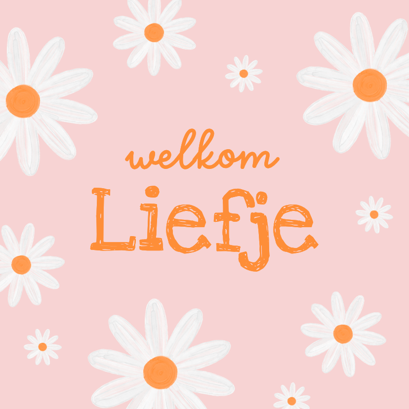 Felicitatiekaarten - Lieve felicitatiekaart met madeliefjes voor geboorte dochter