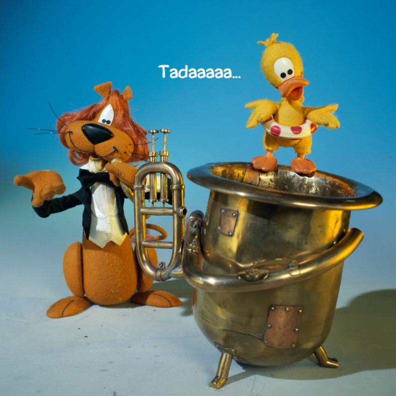 Loeki de Leeuw speelt tuba - Felicitatiekaarten Felicitatiekaarten - Loeki de Leeuw speelt tuba