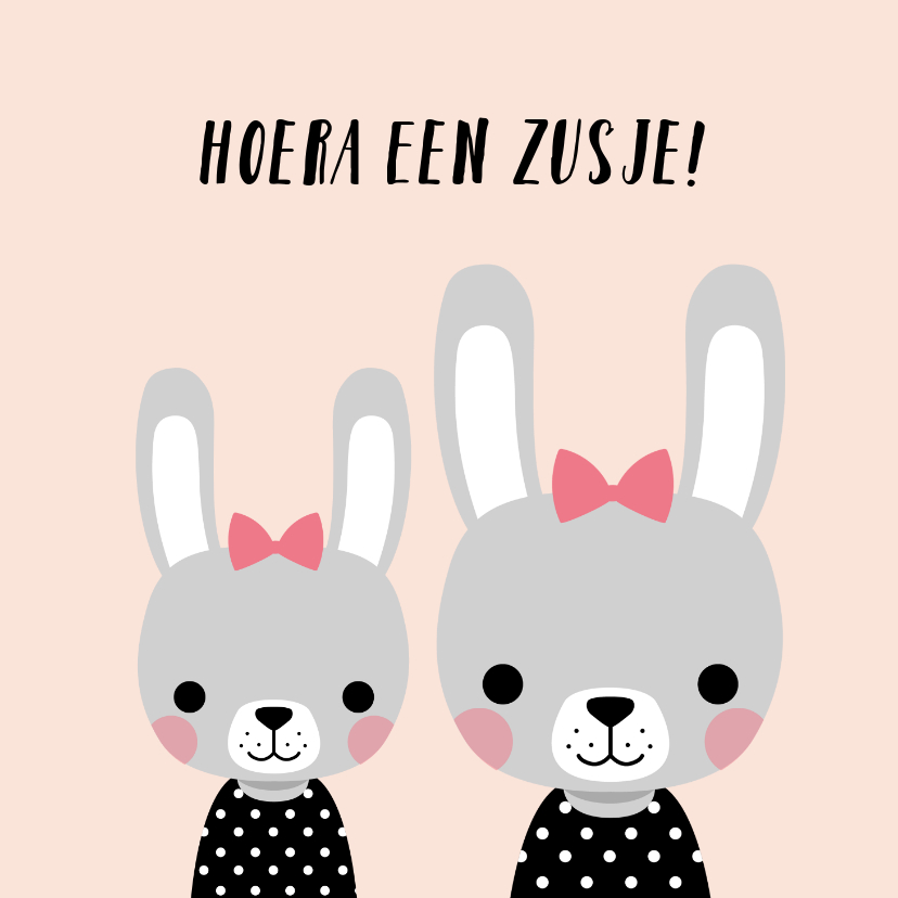 Felicitatiekaarten - Minimalistisch felicitatiekaartje met illustratie van konijn