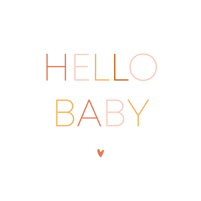 Felicitatiekaarten - Minimalistisch hello baby in roze tinten met hartje