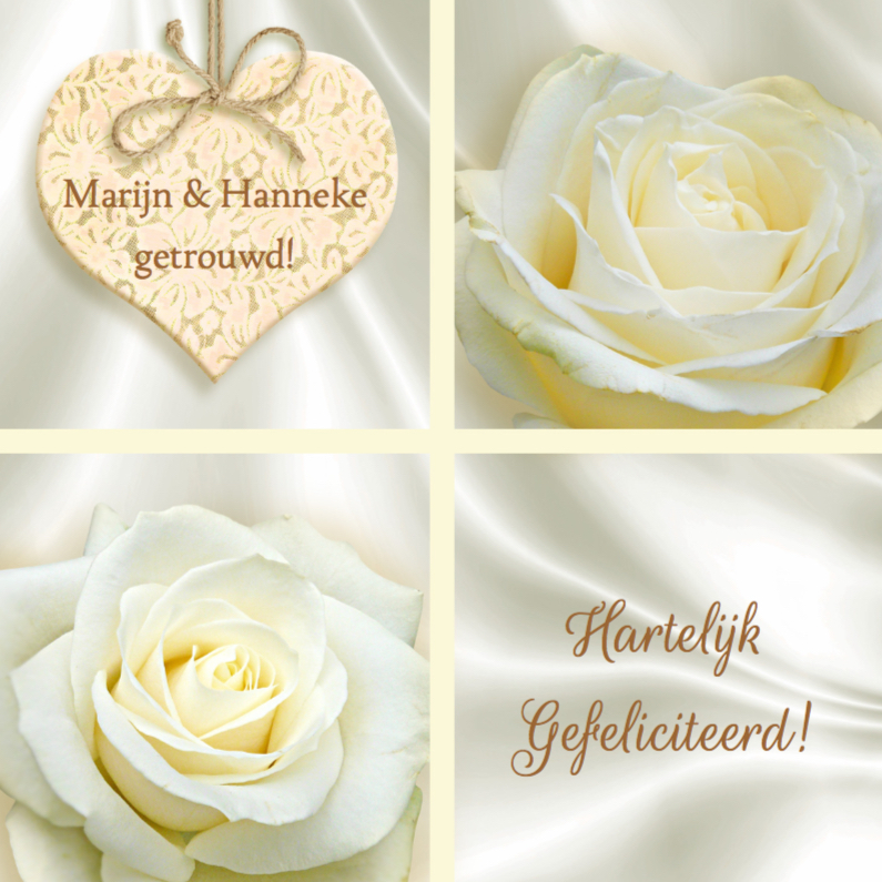 Mooie felicitatiekaart roos en hart op witte zijden-print - Felicitatiekaarten Felicitatiekaarten - Mooie felicitatiekaart roos en hart op witte zijden-print