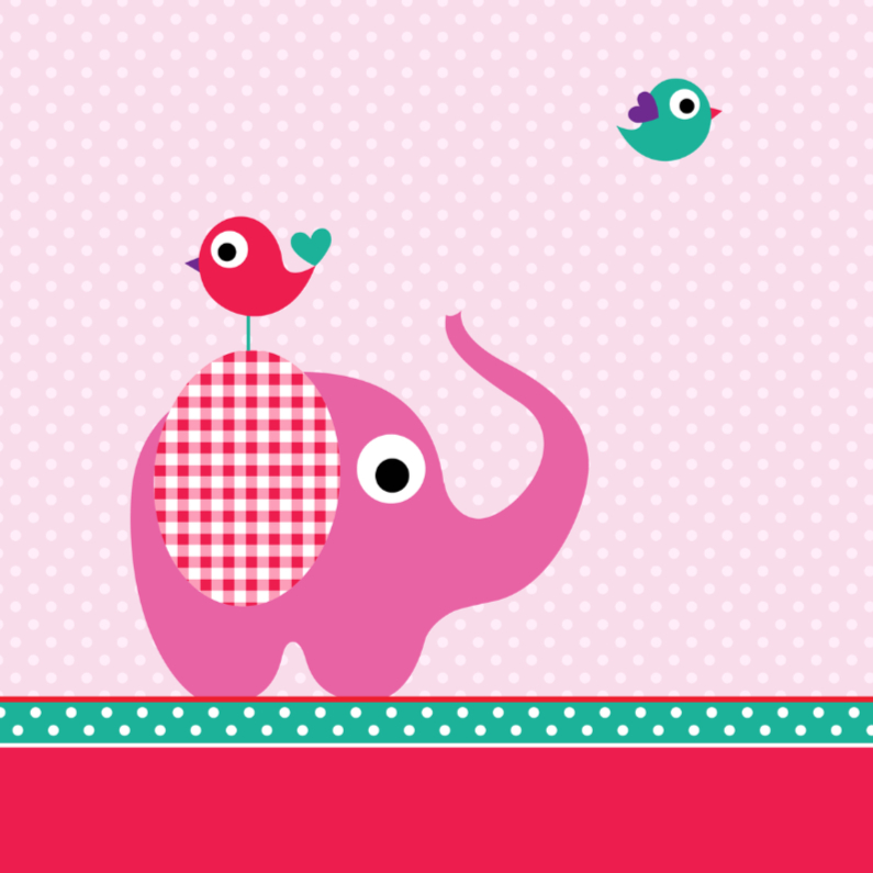 Olifantje met stipjes, roze - Felicitatiekaarten Felicitatiekaarten - Olifantje met stipjes, roze