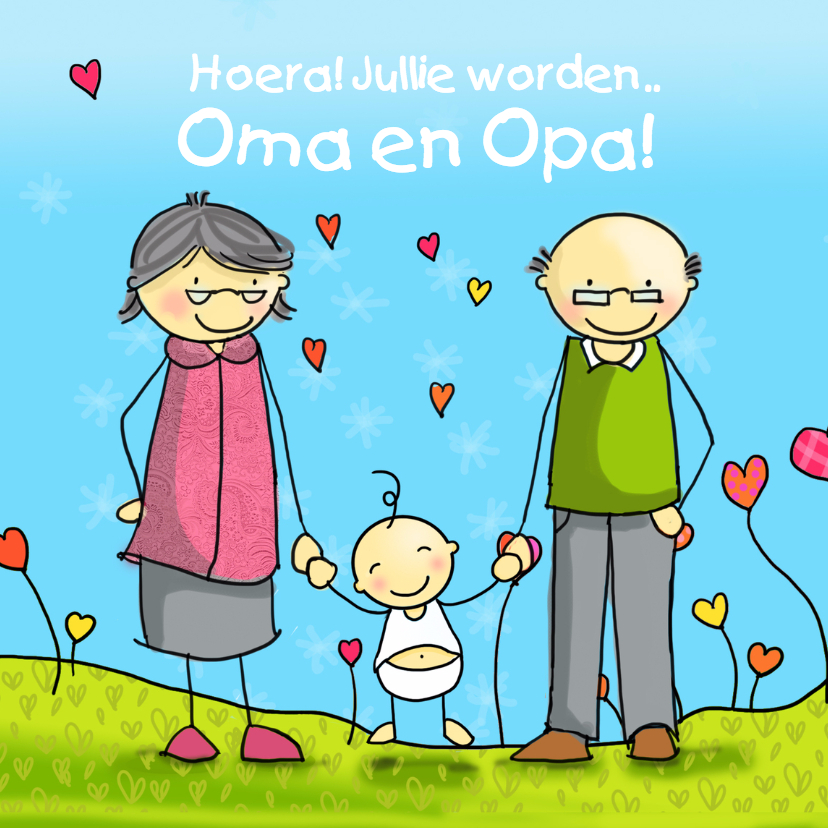 Opa Oma felicitatie Anet Illustraties - Felicitatiekaarten Felicitatiekaarten - Opa Oma felicitatie Anet Illustraties