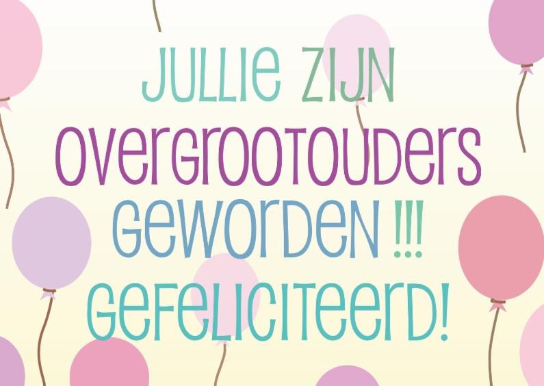 Felicitatiekaarten - overgrootouders -roze