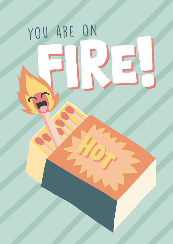 Felicitatiekaarten - Prestatie kaart met illustratie van een lucifersdoosje