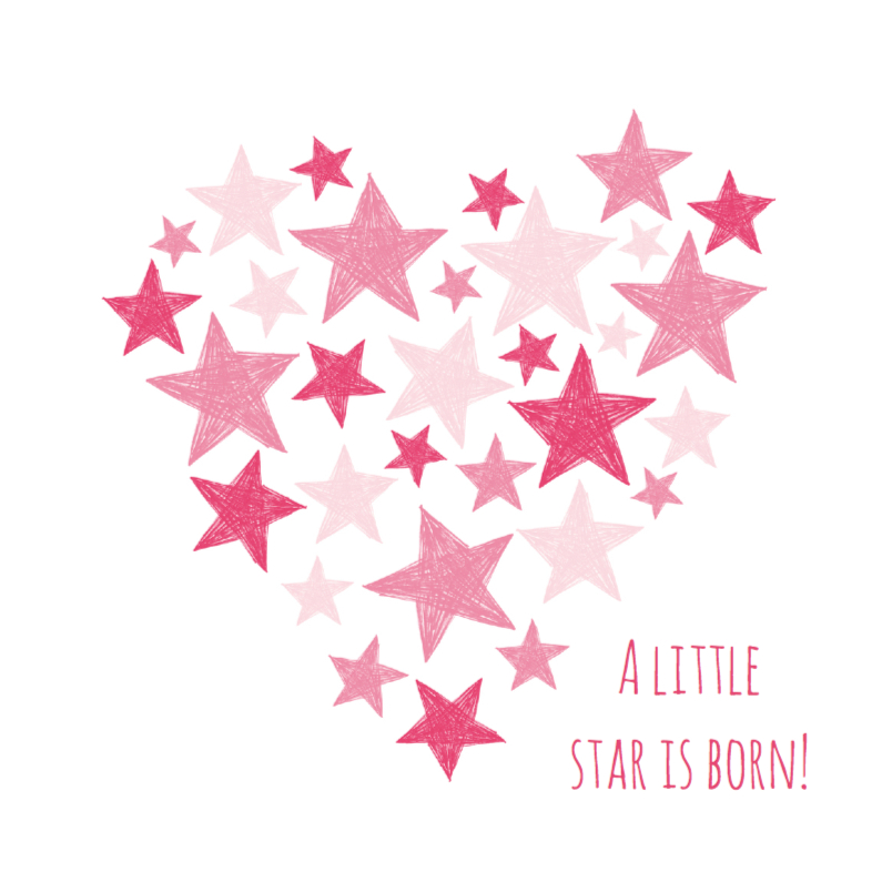 Felicitatiekaarten - Roze hart met sterren 