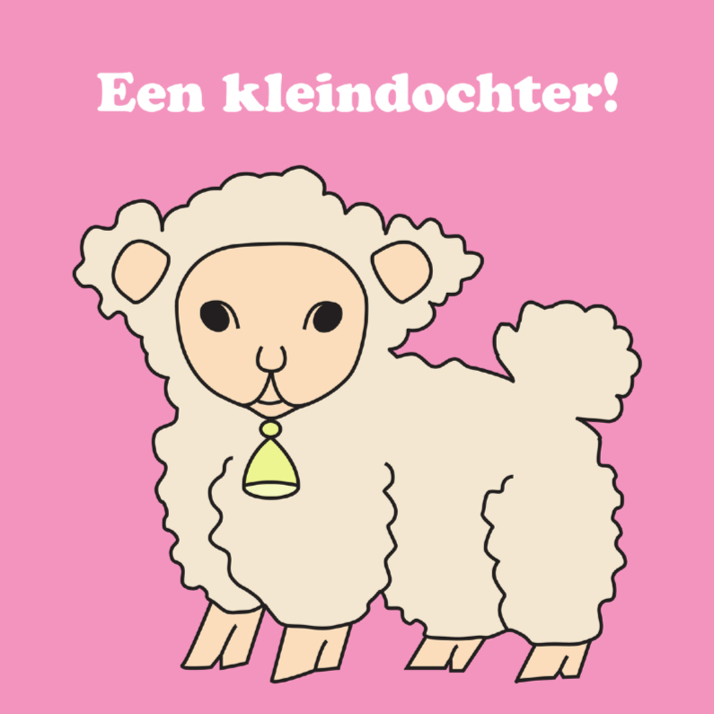 Roze lammetje kleindochter - Felicitatiekaarten Felicitatiekaarten - Roze lammetje kleindochter