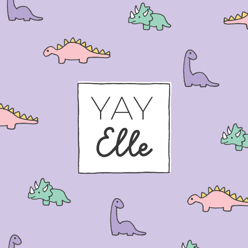 Schattig felicitatiekaartje pastel dino - Felicitatiekaarten Felicitatiekaarten - Schattig felicitatiekaartje pastel dino