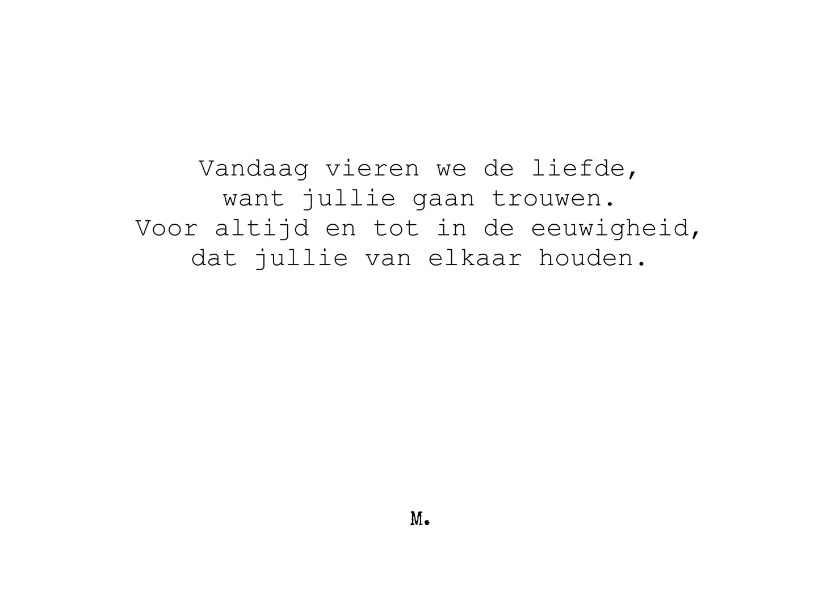 Stijlvol felicitatiekaartje voor een huwelijk met gedicht - Felicitatiekaarten Felicitatiekaarten - Stijlvol felicitatiekaartje voor een huwelijk met gedicht