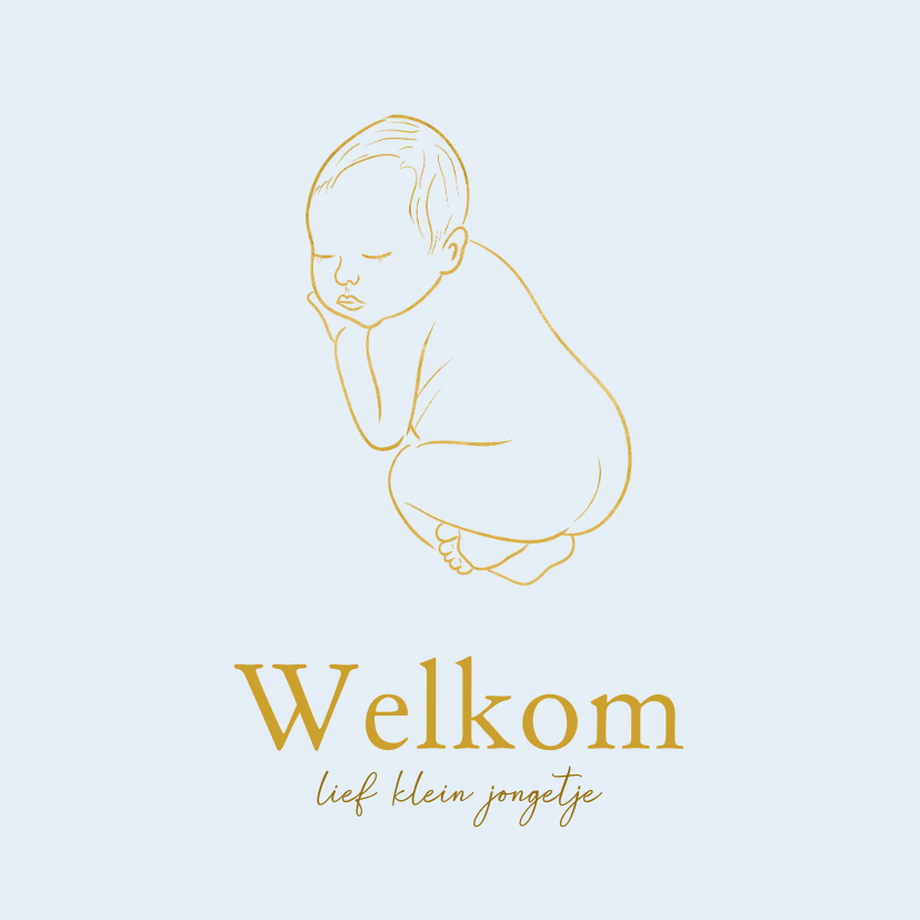 Stijlvol felicitatiekaartje voor een jongen met lijntekening - Felicitatiekaarten Felicitatiekaarten - Stijlvol felicitatiekaartje voor een jongen met lijntekening