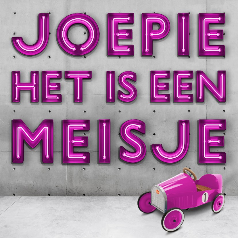 Stoer industrieel geboortekaartje voor meisje - Felicitatiekaarten Felicitatiekaarten - Stoer industrieel geboortekaartje voor meisje