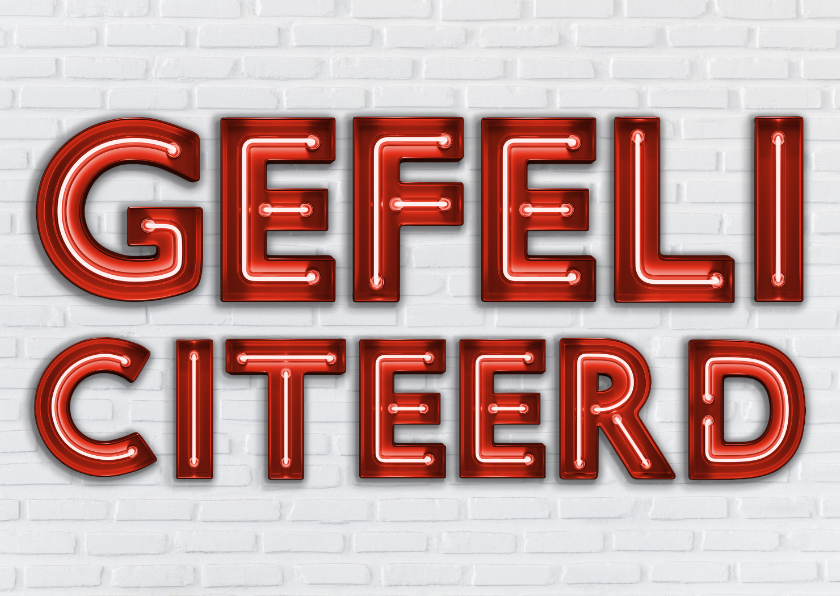 Stoere industriële felicitatiekaart met rode neon letters - Felicitatiekaarten Felicitatiekaarten - Stoere industriële felicitatiekaart met rode neon letters