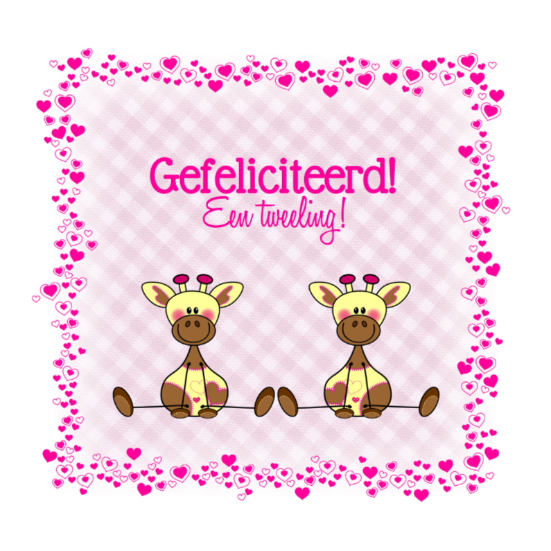 Tweeling meisjes Lieve GIRAFFES - Felicitatiekaarten Felicitatiekaarten - Tweeling meisjes Lieve GIRAFFES