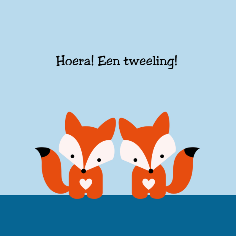 Tweeling vosjes, jongens - Felicitatiekaarten Felicitatiekaarten - Tweeling vosjes, jongens