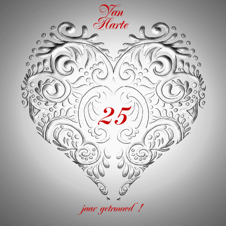 Van Harte jubileum zilver met hart - Felicitatiekaarten Felicitatiekaarten - Van Harte jubileum zilver met hart