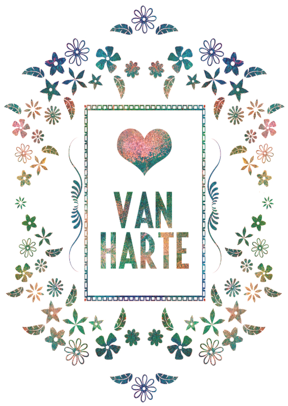 Van Harte met bloemen decoratief - Felicitatiekaarten Felicitatiekaarten - Van Harte met bloemen decoratief