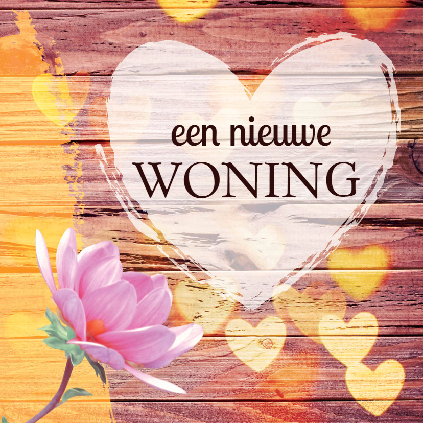 Verhuiskaart hart & bloem - KO - Felicitatiekaarten Felicitatiekaarten - Verhuiskaart hart & bloem - KO