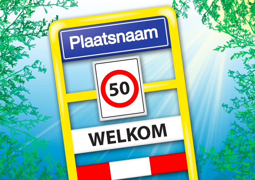 Felicitatiekaarten - Verhuiskaart met plaatsnaambord