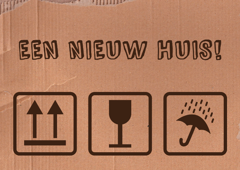 Verhuissymbolen felicitatie woning bruin - Felicitatiekaarten Felicitatiekaarten - Verhuissymbolen felicitatie woning bruin