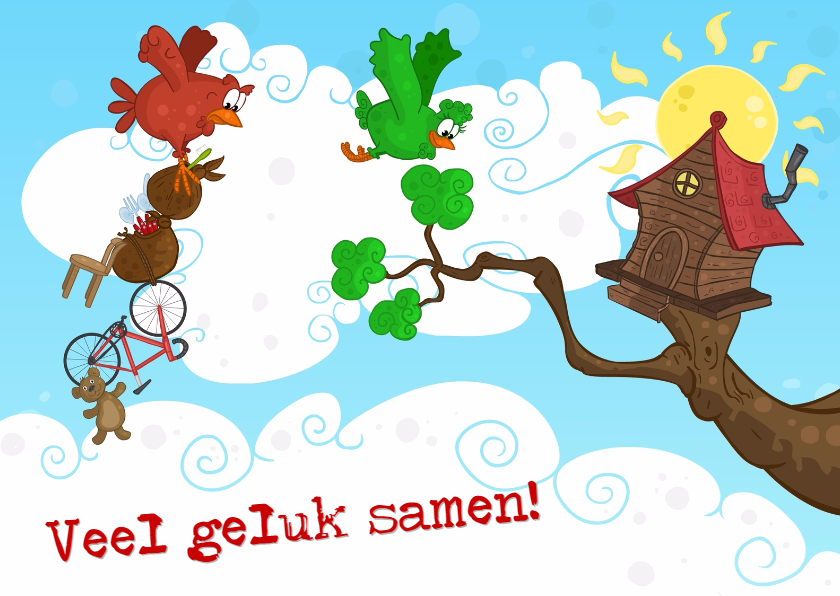 Verhuizende vogeltjes - Felicitatiekaarten Felicitatiekaarten - Verhuizende vogeltjes